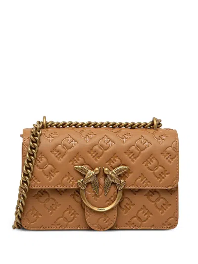Pinko Mini Love Bag Debossed-logo Cross-body Bag In Brown