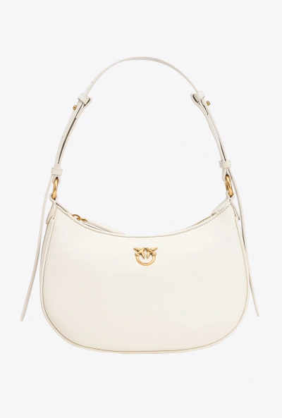 Pinko Mini Love Bag Half Moon Simply In White+white-antique Gold