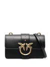 Pinko 'mini Love Bag Icon' Black Shoulder Bag With Logo Patch In Smooth Leather Woman