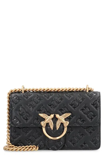 Pinko Mini Love Bag Leather Crossbody Bag In Black