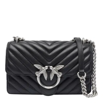 Pinko Mini Love Bag One Chevron Crossbody Bag In Black