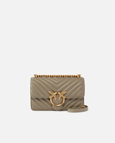 Pinko Mini Love Bag One Chevron In Noix-or Antique