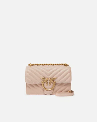 Pinko Mini Love Bag One Chevron In Pink/dusty Pink-antique Gold
