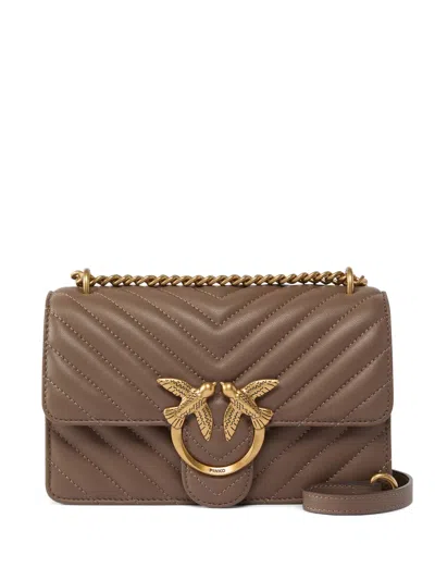 Pinko Mini Love Bag One Chevron Shoulder Bag In Brown