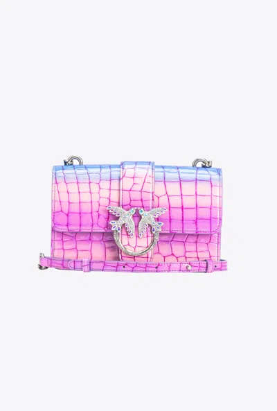 Pinko Mini Love Bag One Cocco Lucido Sfumato  Galleria In Rosa/viola-old Silver