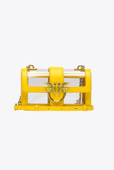 Pinko Mini Love Bag One Light Transparent In  Galleria In Gold