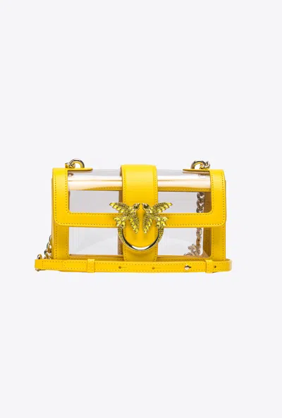 Pinko Mini Love Bag One Light Transparent In  Galleria In Jaune + Transparent-or Clair