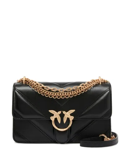 Pinko Mini Love Bag One Quilted Shoulder Bag In Black