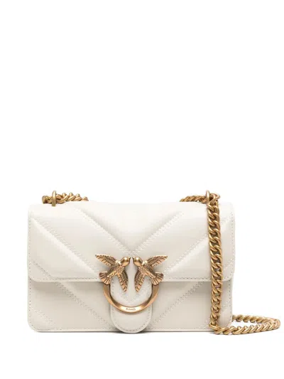 Pinko Mini Love Bag One Simply In Bianco Seta-antique Gold