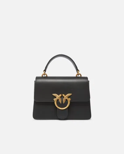 Pinko Mini Love Bag One Top Handle Light Simply In Black-antique Gold