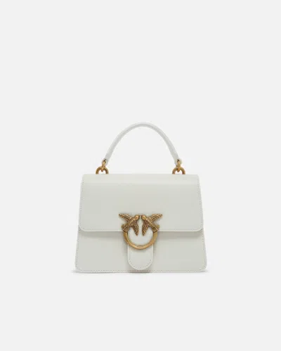 Pinko Mini Love Bag One Top Handle Light Simply In White+white-antique Gold