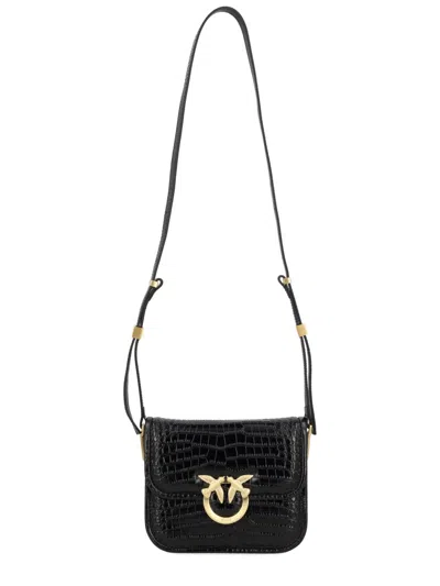 Pinko Black Leather Mini Love Crocodile Pumps