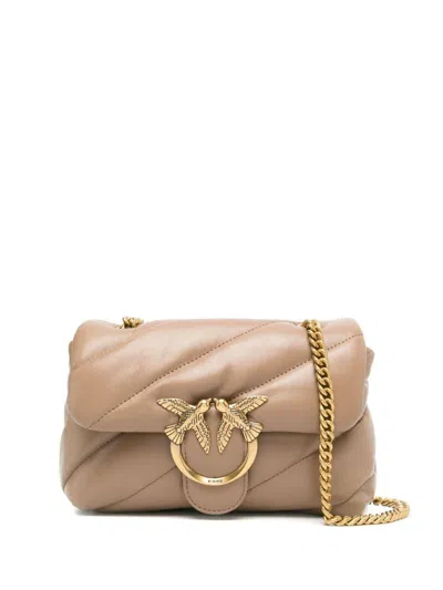 Pinko Mini Love Bag Puff Maxi Quilt In Biscotto Zenzero-antique Gold