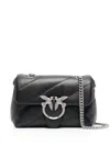 Pinko Quilted Leather Shoulder Bag With Bird Clasp In Black