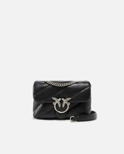 Pinko Mini Love Bag Puff Maxi Quilt In Black-old Silver