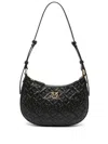 Pinko Logo Plaque Monogrammed Shoulder Bag In Black