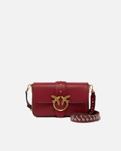 Pinko Mini Love Bag Slouchy Shoulder Bag In Leather With Two Straps In Red
