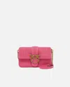Pinko Mini Love Bag Slouchy Small Shoulder Bag In Raffia With Double Shoulder Strap