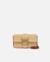 Pinko Mini Love Bag Slouchy Small Shoulder Bag In Raffia With Double Shoulder Strap