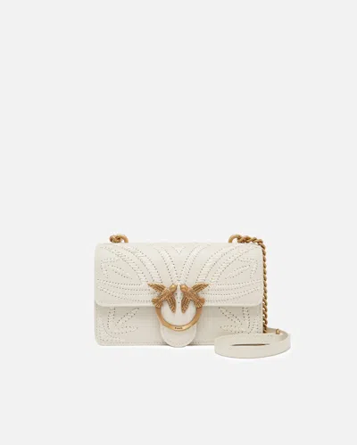 Pinko Mini Love Bag Small Shoulder Bag With Raffia Embroidery