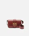 Pinko Mini Love Bag Soft Shoulder Bag In Leather In Bordeaux Merlot-antique Gold