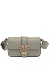 Pinko Mini Love Birds-detail Shoulder Bag In Gray
