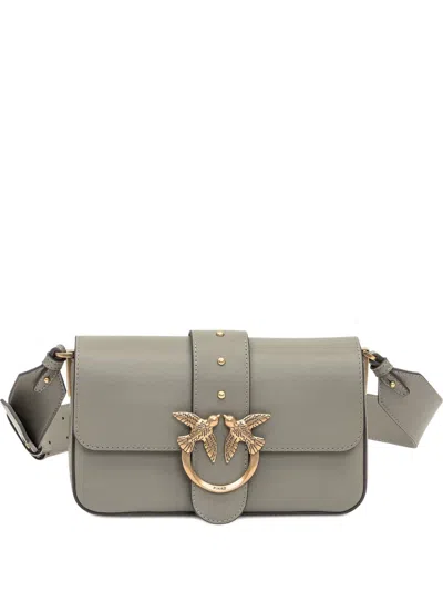 Pinko Mini Love Birds-detail Shoulder Bag In Gray