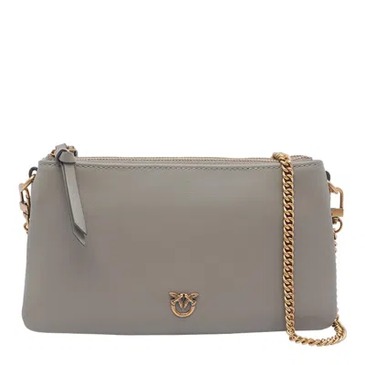 Pinko Mini Love Birds Double Shoulder Bag In Gray