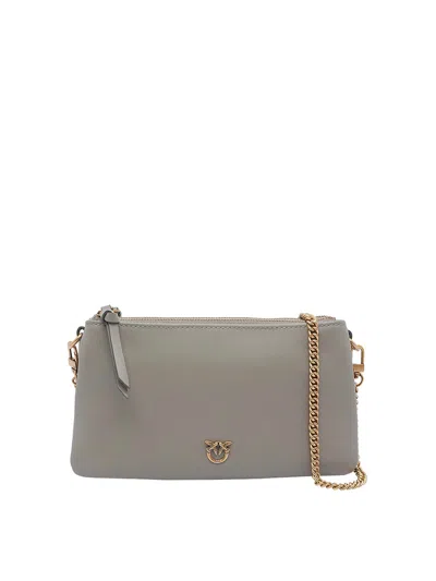 Pinko Mini Love Birds Double Shoulder Bag In Gray