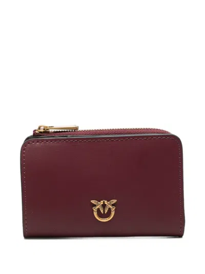 Pinko Mini Love Birds Leather Wallet In Red