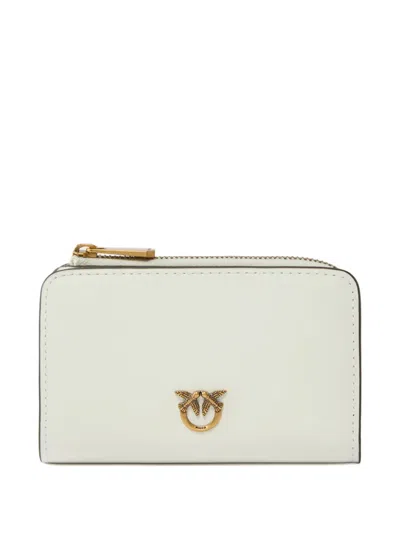 Pinko Mini Love Birds Leather Wallet In White