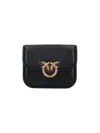Pinko Love Box Black Crossbody Bag With Love Birds Plaque On The Front In Leather Woman