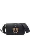 Pinko Love One Mini Slouchy Leather Shoulder Bag In Black