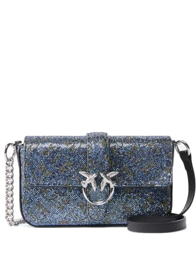 Pinko Mini Love Glitter Cross Body Bag In Blue
