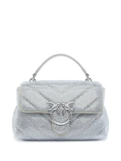 Pinko Mini Love Lady Shoulder Bag In Silver