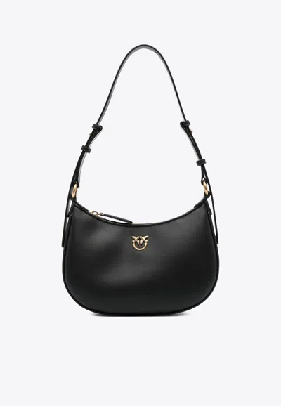 Pinko Mini Love Leather Shoulder Bag In Black