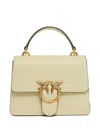 Pinko Mini Love One Birds-ring Leather Tote Bag In Yellow