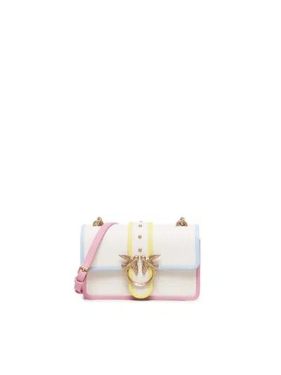 Pinko Mini Love One Chain Linked Shoulder Bag In White