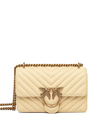 Pinko Mini Love One Chevron Cross Body Bag In Neutral