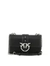 Pinko Rectangular Chain Strap Shoulder Bag With Metal Hardware And Front Embellishment In Black