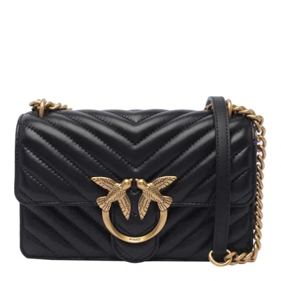 Pinko Mini Love One Crossbody Bag In Q Nero Antique Gold