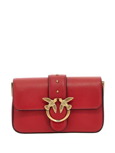 Pinko Mini Love One Eyelet-detail Crossbody Bag In Red