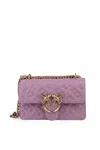 Pinko Embossed Chain Strap Satchel With Bird Embellishment In Pink