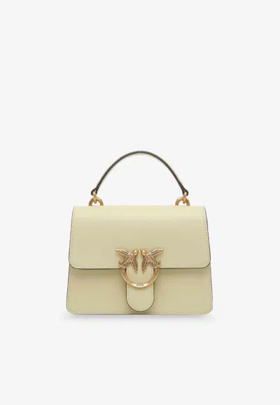 Pinko Mini Love One Leather Handbag In Neutral