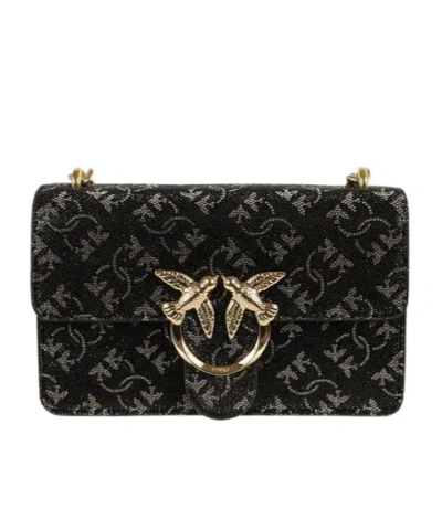 Pinko Mini Love One Monogram Embellished Shoulder Bag In Nude