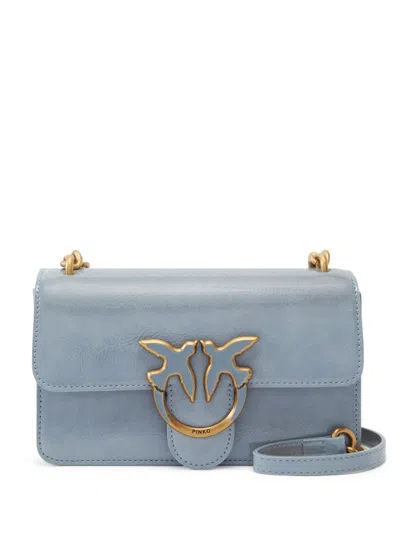 Pinko Mini Love One Shoulder Bag In Bleu Clair - Or Antique