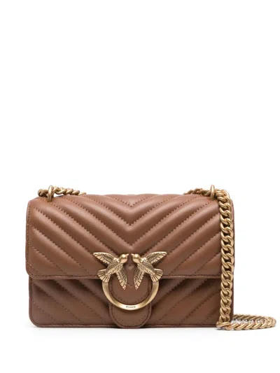 Pinko Mini Love One Shoulder Bag In Brown