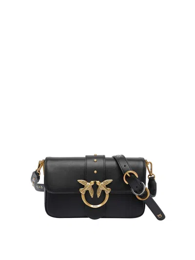 Pinko Mini Love One Slouchy Crossbody Bag In Black