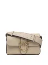 Pinko Smooth Leather Crossbody Bag In Neutral