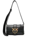 Pinko Love One Mini Slouchy Leather Shoulder Bag In Black
